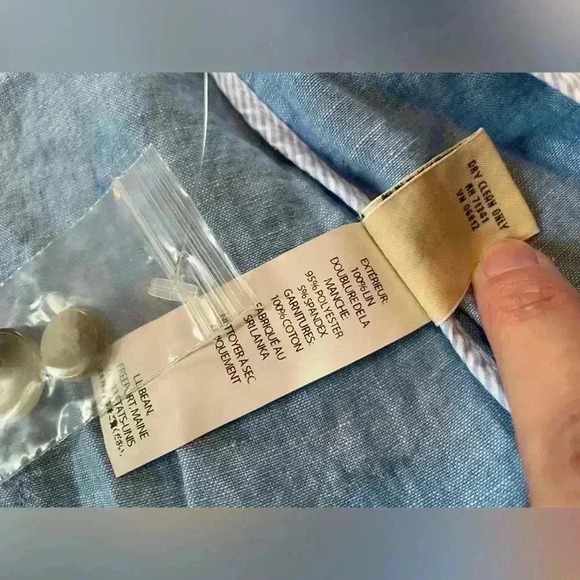 LL BEAN Women's Blue 100% Linen Jacket Blazer 3 Button 287688 Size M Reg NWOT - Picture 10 of 14